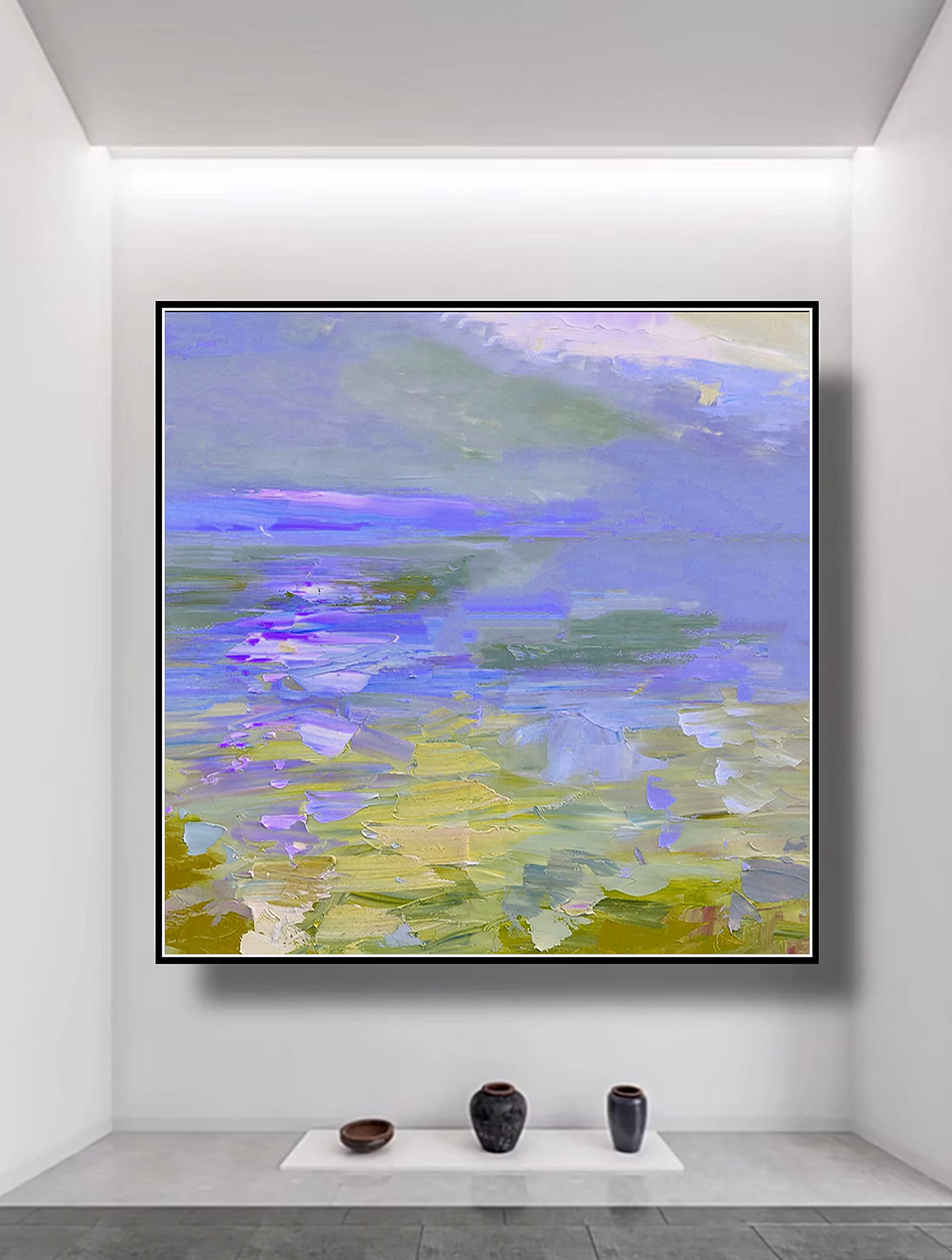 Abstract Blue Wall Art Painting 36x36 Inches - Modern Industrial Large Canvas Artwork for Living Room Decor | Extra Large Contemporary Home & Office Wall Decor