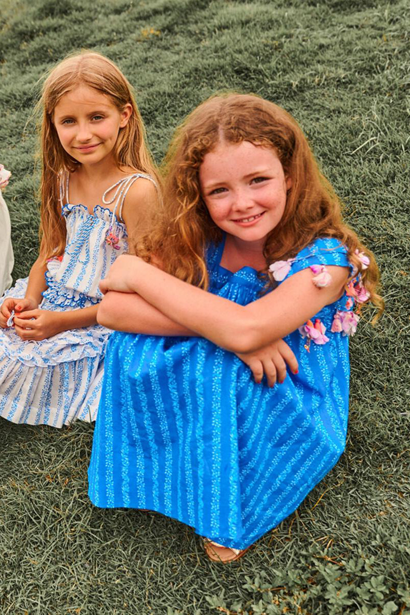 Nellystella Chloe Lagoon Girls Dress - Floral Print Summer Dress for Toddlers & Kids - Perfect for Beach, Party & Outdoor Play