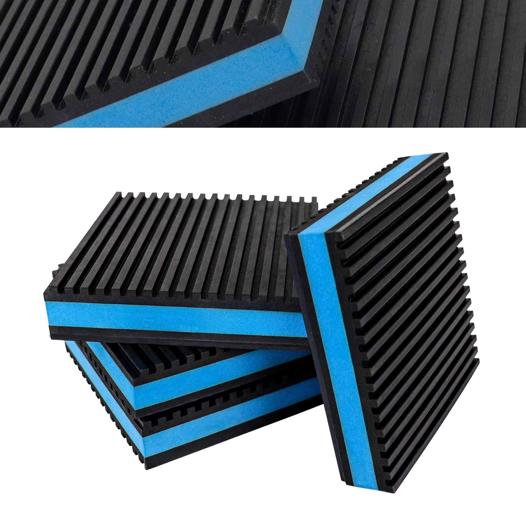 BJADE'S Anti-Vibration Isolation Rubber Pads - 4x4x7/8 Inch Heavy Duty EVA Pads for HVAC, Air Compressor, AC Unit, Washing Machine & Dryer - Reduce Noise & Vibration for Home & Industrial Equipment
