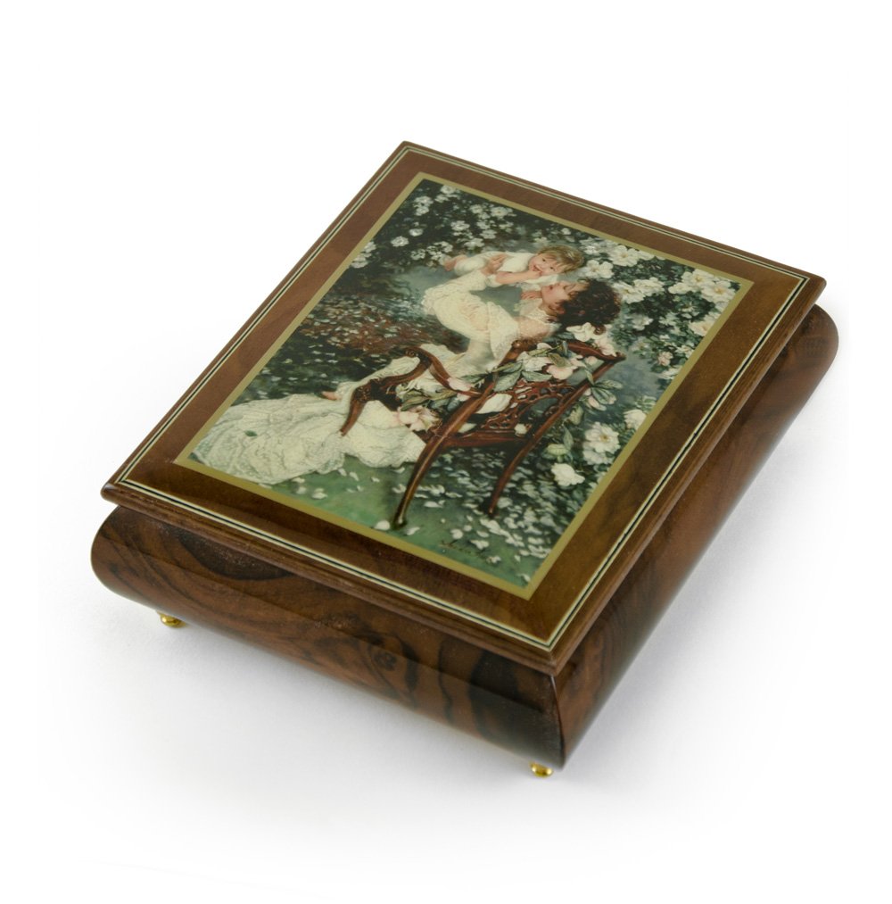 Handmade Ercolano Music Box with Sandra Kuck's 'Mother's Love' Design - Choose from Multiple Classic Songs Including Clair de Lune - Perfect Gift for Mother's Day, Birthday & Home Decor