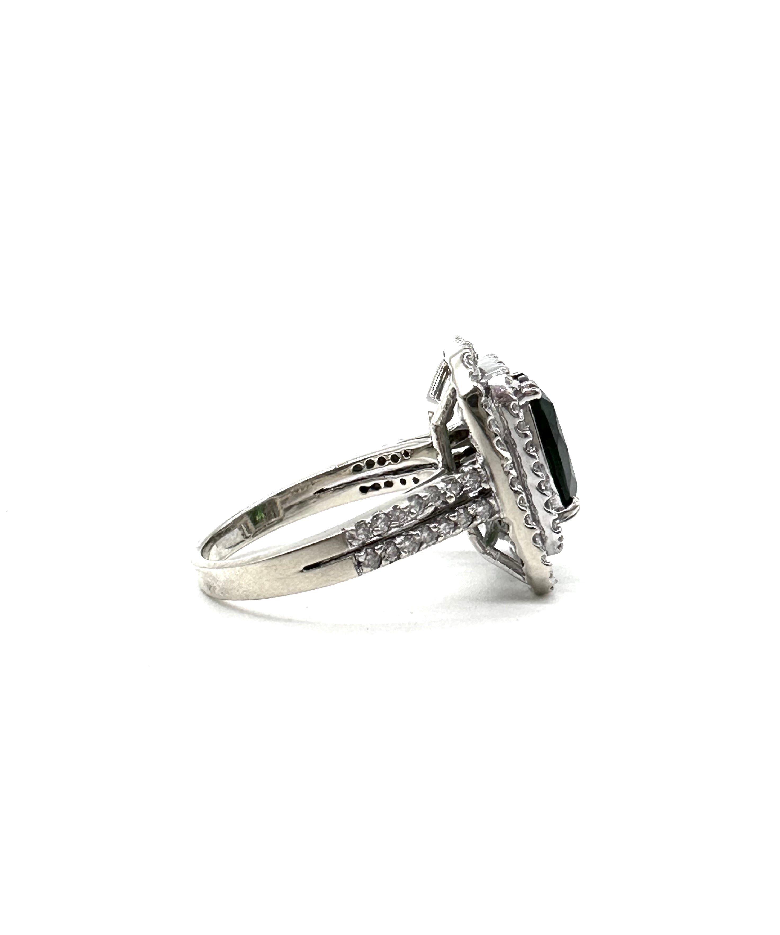 Exquisite Double Diamond Halo Green Tourmaline Ring for Women - Elegant Birthstone Jewelry Gift for Anniversary, Engagement & Special Occasions