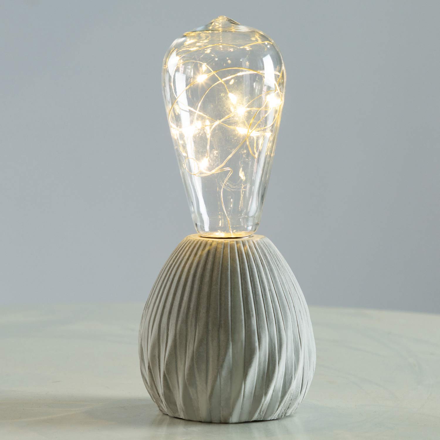 Walsport Small Table Lamp with Edison Bulb - Industrial Minimalist Nightstand Lamp with Concrete Grey Base for Bedroom, Living Room, Cafe & Office Decor - Perfect Christmas & Birthday Gift for Home Decor Enthusiasts
