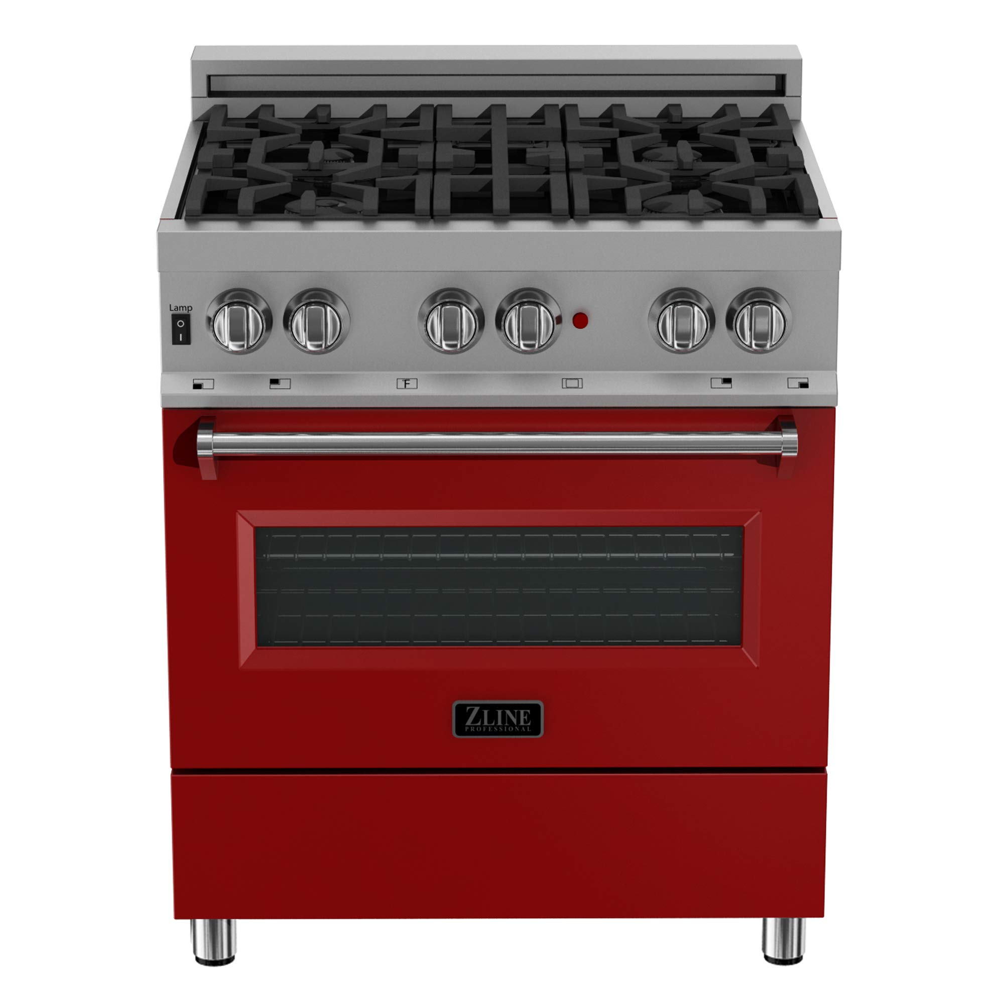 ZLINE 30 Inch 4.0 Cu Ft Dual Fuel Range - 4 Burner Gas Cooktop & Electric Convection Oven - DuraSnow Stainless Steel with Red Matte Door (RAS-RM-30) - Perfect for Modern Kitchens & Professional Cooking