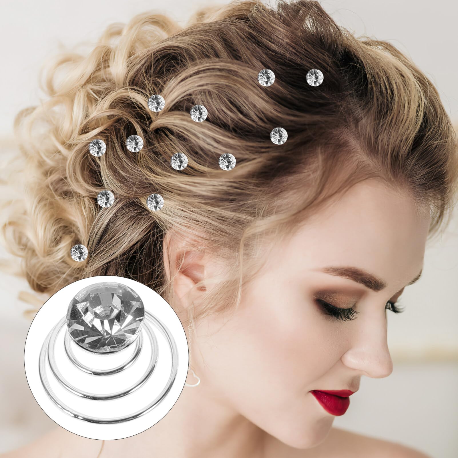 LALAFINA 12Pcs Rhinestone Spiral Hair Pins - Swirl Hair Clips, Twists & Coils for Women - Sparkling Diamond Hair Jewelry for Wedding, Prom, Party & Everyday Styling