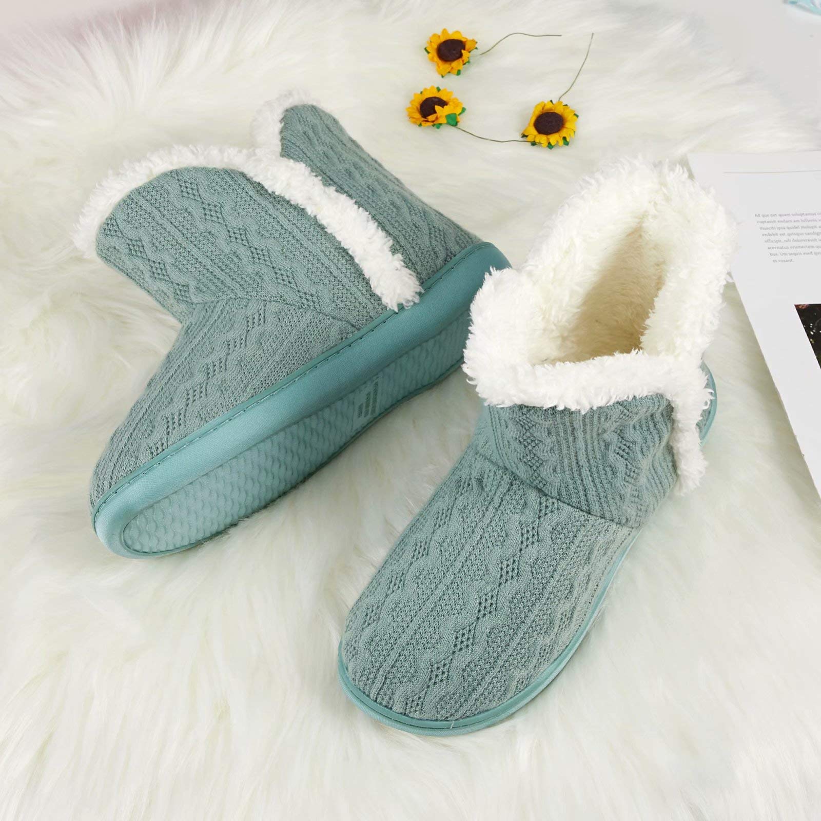 TUOBUQU Women's Winter Bootie Slippers - Cozy Fluffy Plush House Shoes for Indoor & Outdoor Use - Perfect for Home, Office, and Cold Weather Comfort