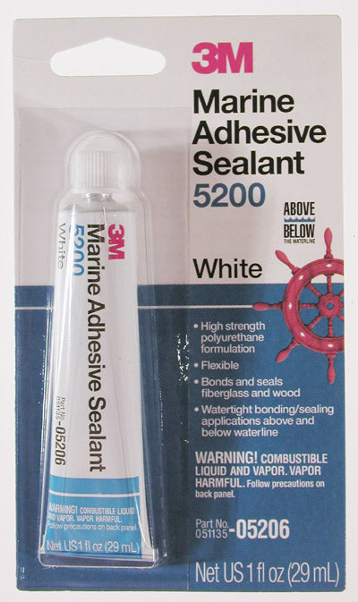 3M 5200 Series White Marine Adhesive Sealant 1oz - Waterproof Boat & Marine Sealant for Deck, Hull & Underwater Repairs