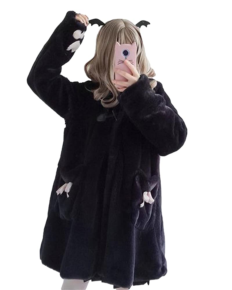 BZB Kawaii Anime Cute Rabbit Ears Hooded Jacket for Women - Soft Plush Velvet Lolita Coat with Warm Parka Style | Perfect for Cosplay, Winter Fashion & Cute Outfits