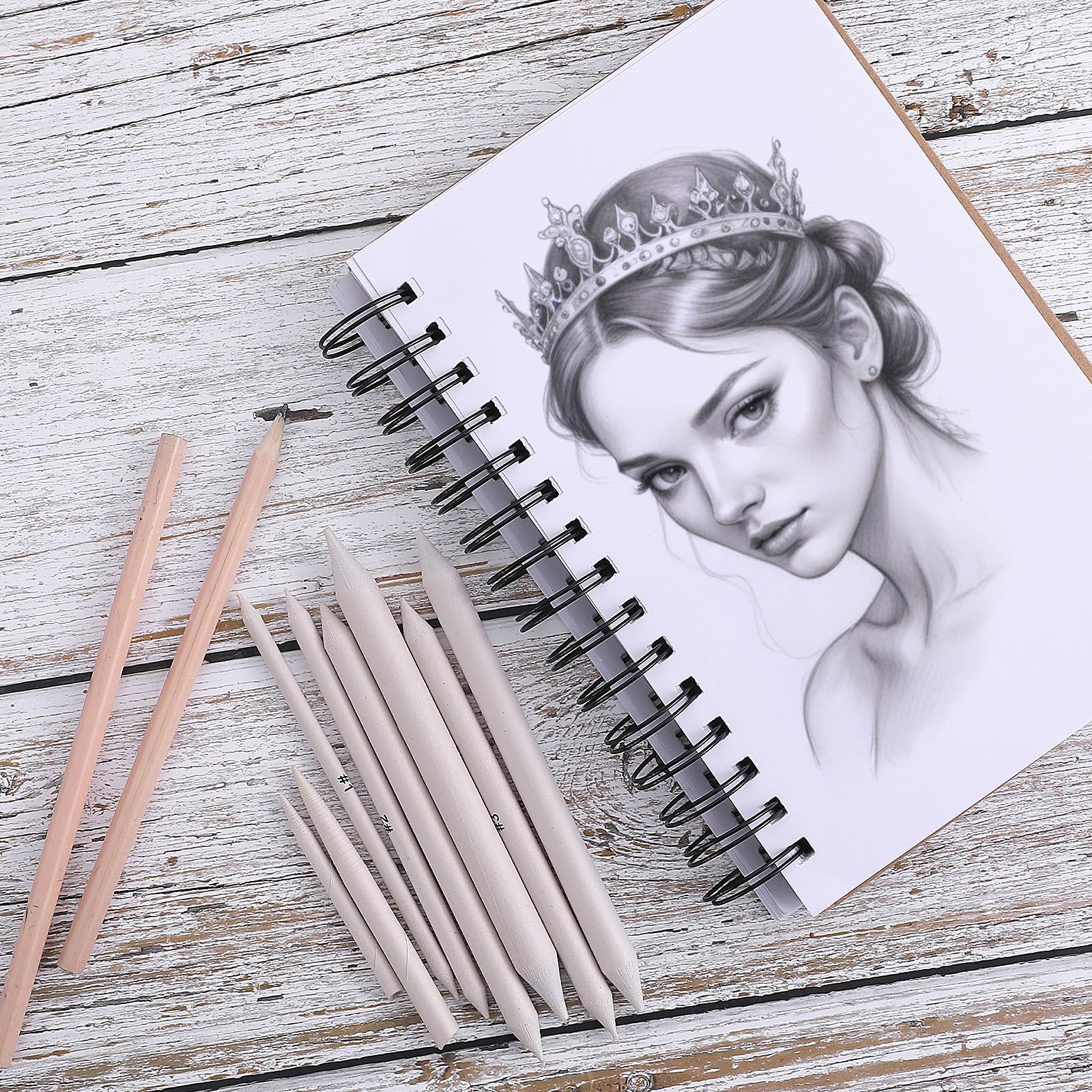 15Pcs Blending Stumps for Drawing - Professional Tortillon Blending Sticks & Shading Tools for Artists - Perfect for Charcoal, Pencil, Oil Pastel Sketching - Ideal for Beginners & Paper Art Projects