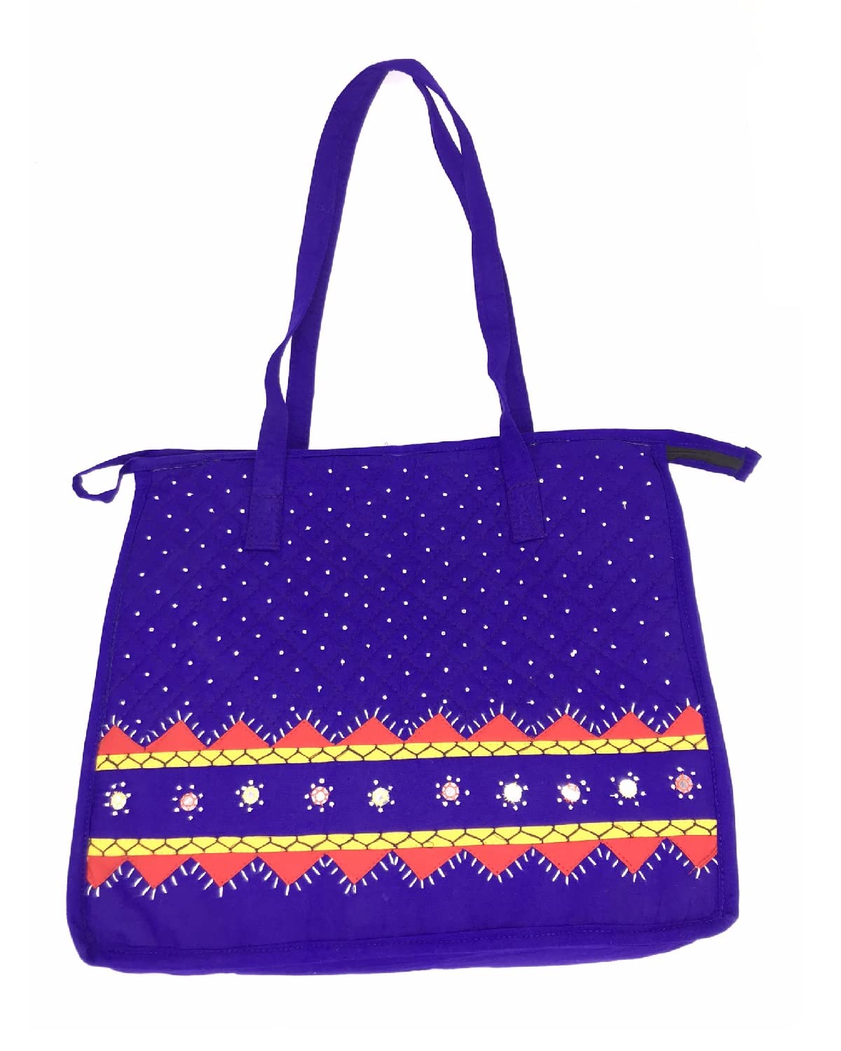 Handmade Banjara Embroidery Cotton Tote Bag for Women - 13 Inch Multicolor Traditional Ethnic Purse - Unique Birthday Gift Idea for Her - Perfect for Work, Travel & Casual Outings
