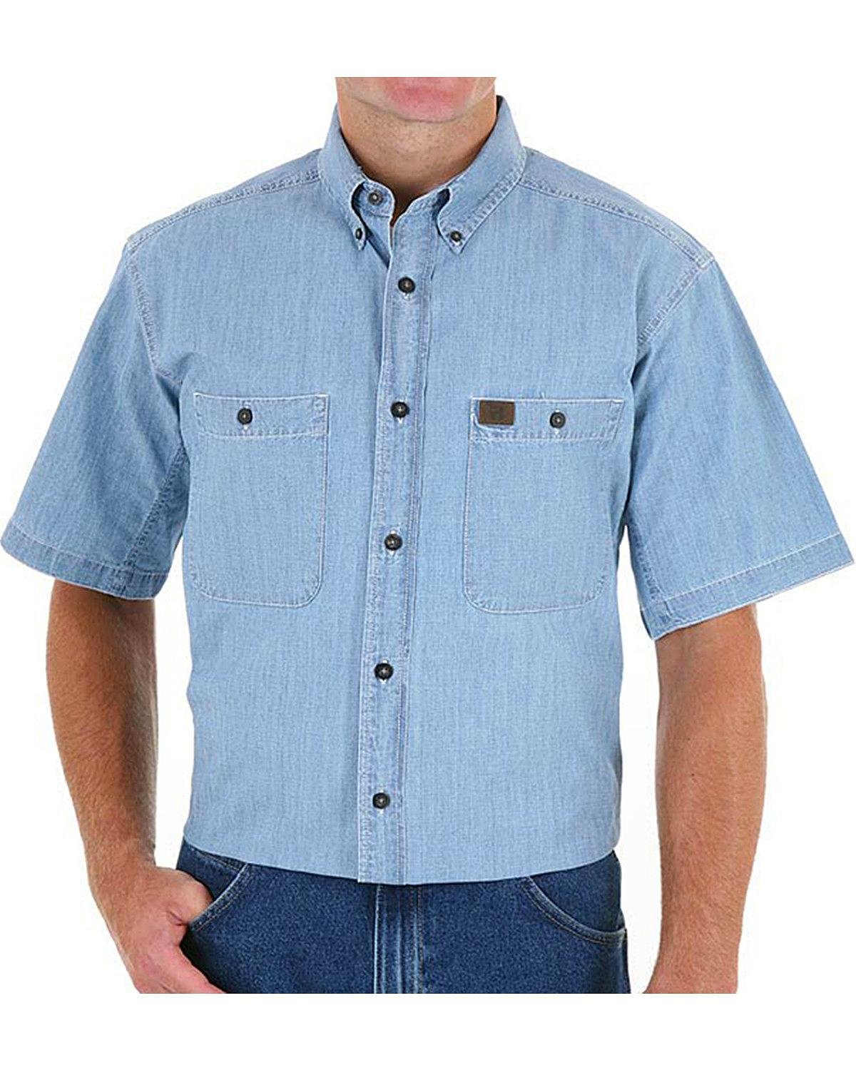Wrangler Riggs Workwear Men's Chambray Work Shirt - Durable & Comfortable for Construction, Farming & Outdoor Jobs