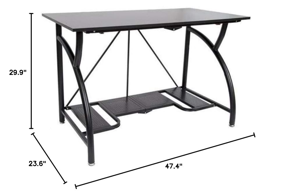 2-Pack Origami Folding Table Desk with Wheels - Portable Office & Study Desk for Home, Dorm, Camping - Black Space-Saving Workstation
