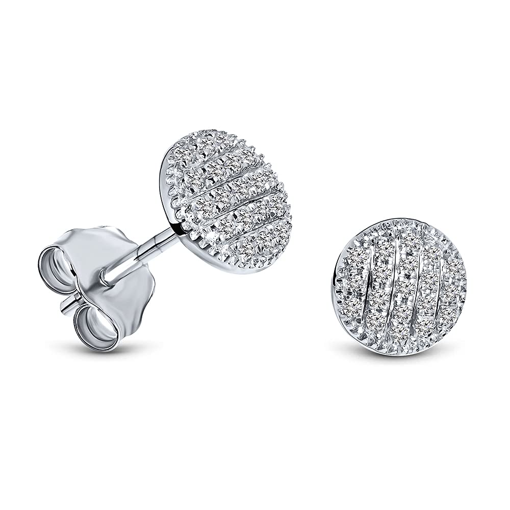Miore 9K White Gold Diamond Stud Earrings for Women - 0.114ct Genuine Diamonds | Perfect for Weddings, Parties & Everyday Elegance