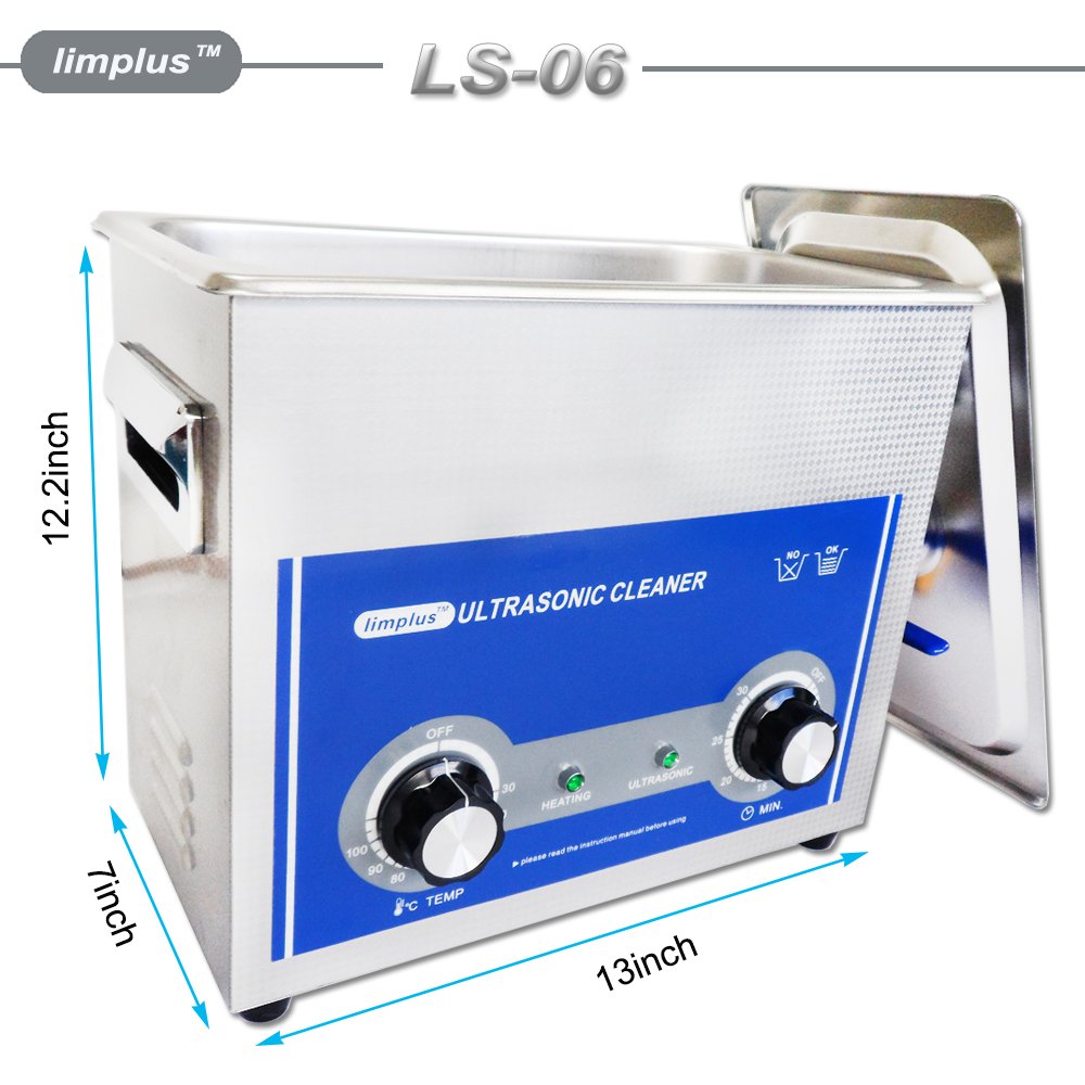 Limplus LS-06 6L 180W Professional Ultrasonic Cleaner with Basket & Lid - 40kHz Heated Timer for Dental Tools, Jewelry, Fuel Injectors, Surgical Instruments - Perfect for Dentists, Jewelers & Automotive Repair Shops