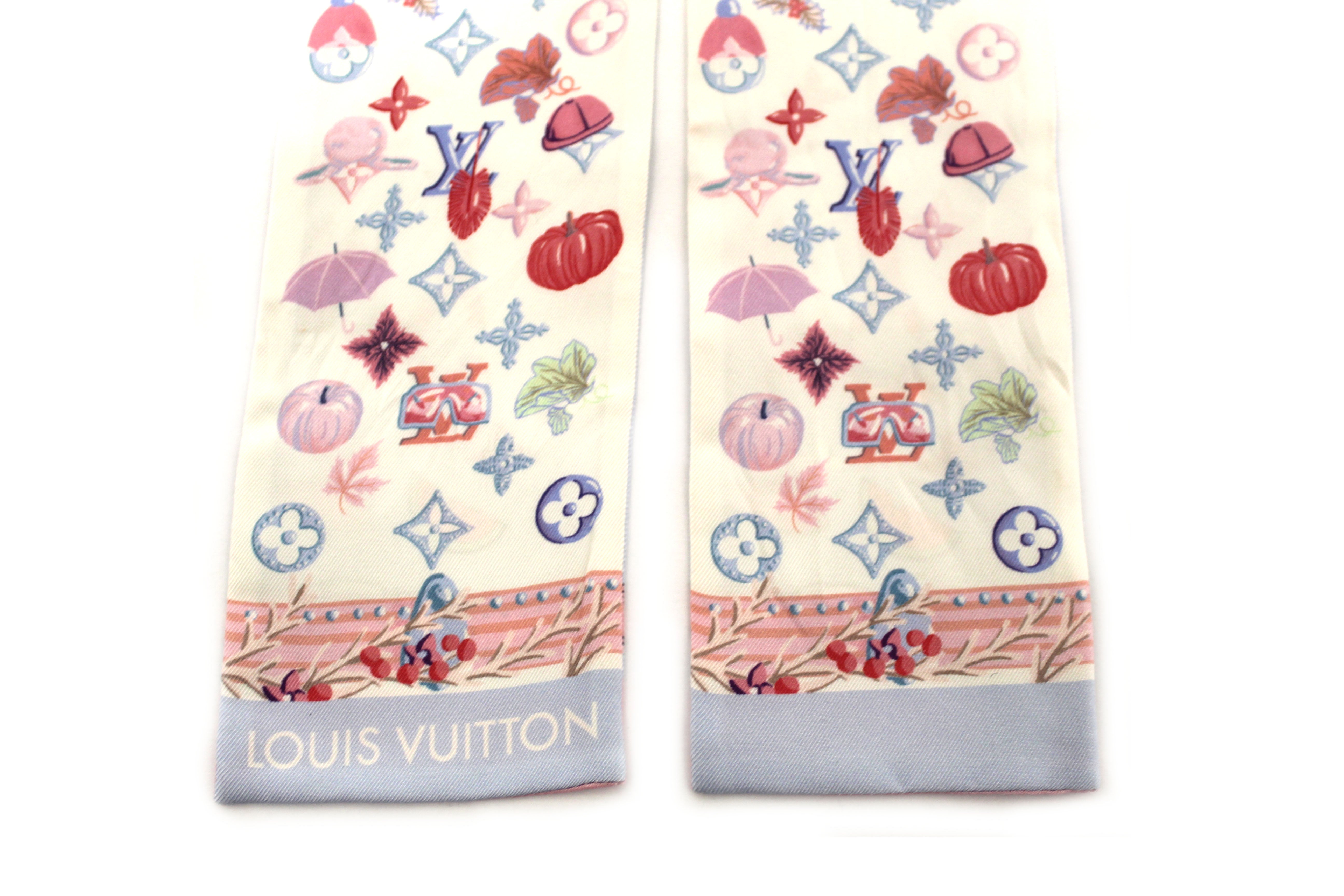 Authentic Louis Vuitton Blue & White Monogram Bandeau Scarf - Stylish Accessory for Summer & Winter Fashion, Travel, and Special Occasions