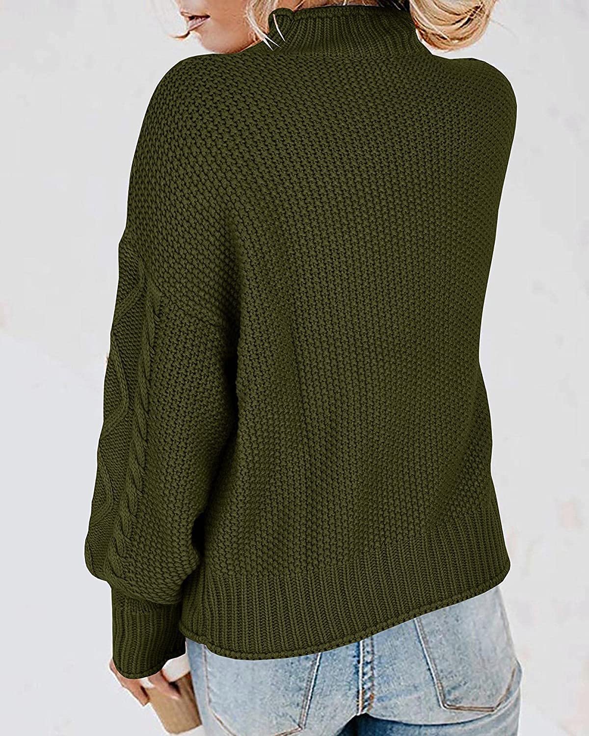 Women's Oversized Cable Knit Turtleneck Sweater - Batwing Long Sleeve Loose Fit Chunky Pullover Jumper Top for Winter Fashion & Casual Outfits