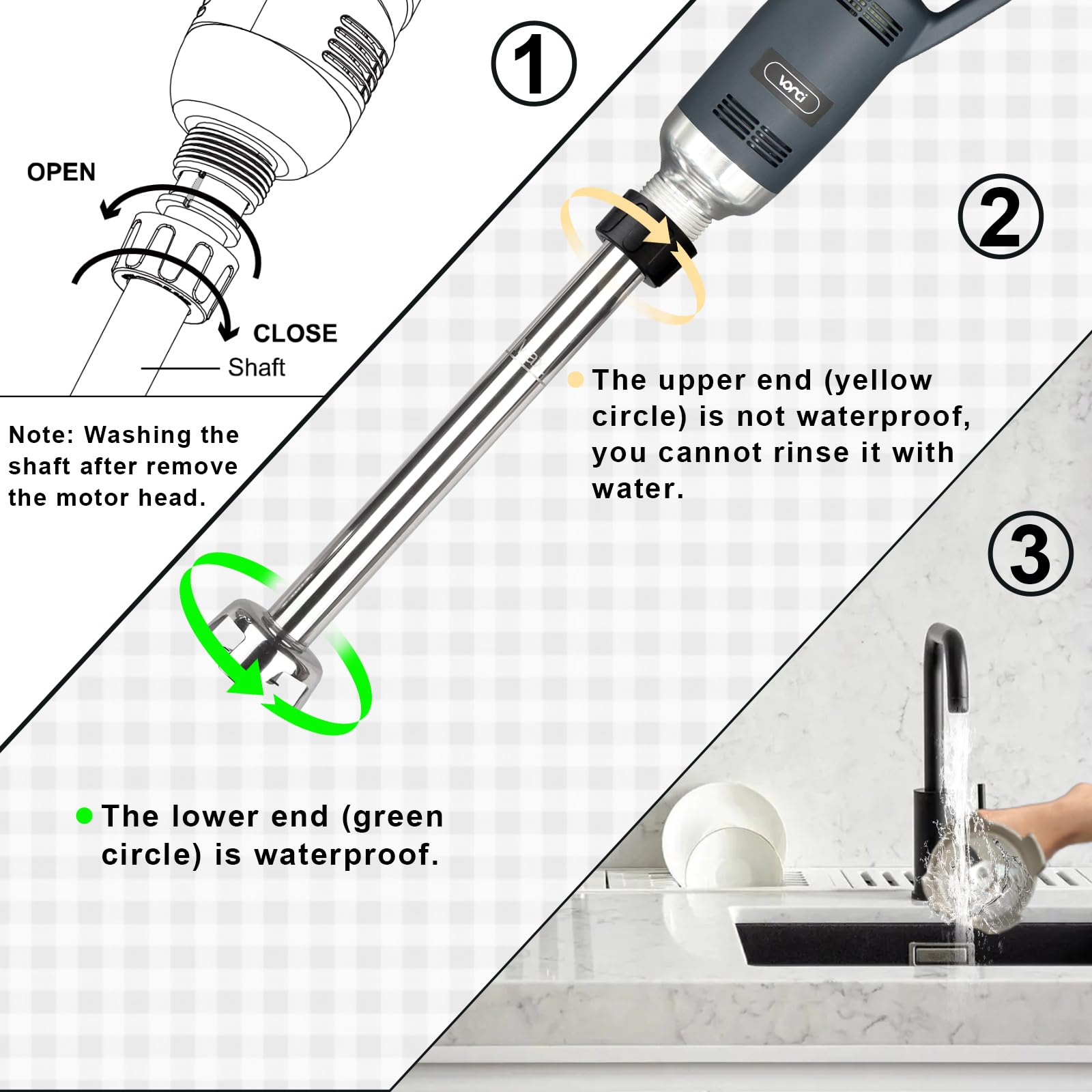 VONCI 500W Commercial Immersion Blender - Heavy Duty Handheld Stick Blender with 20