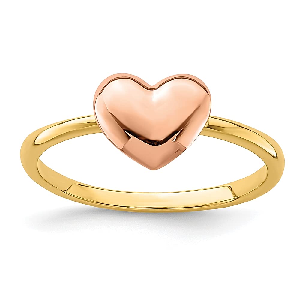 14K Two-Tone Heart Ring for Women - Elegant Love Jewelry Gift for Her - Perfect for Anniversaries, Valentine's Day & Romantic Occasions