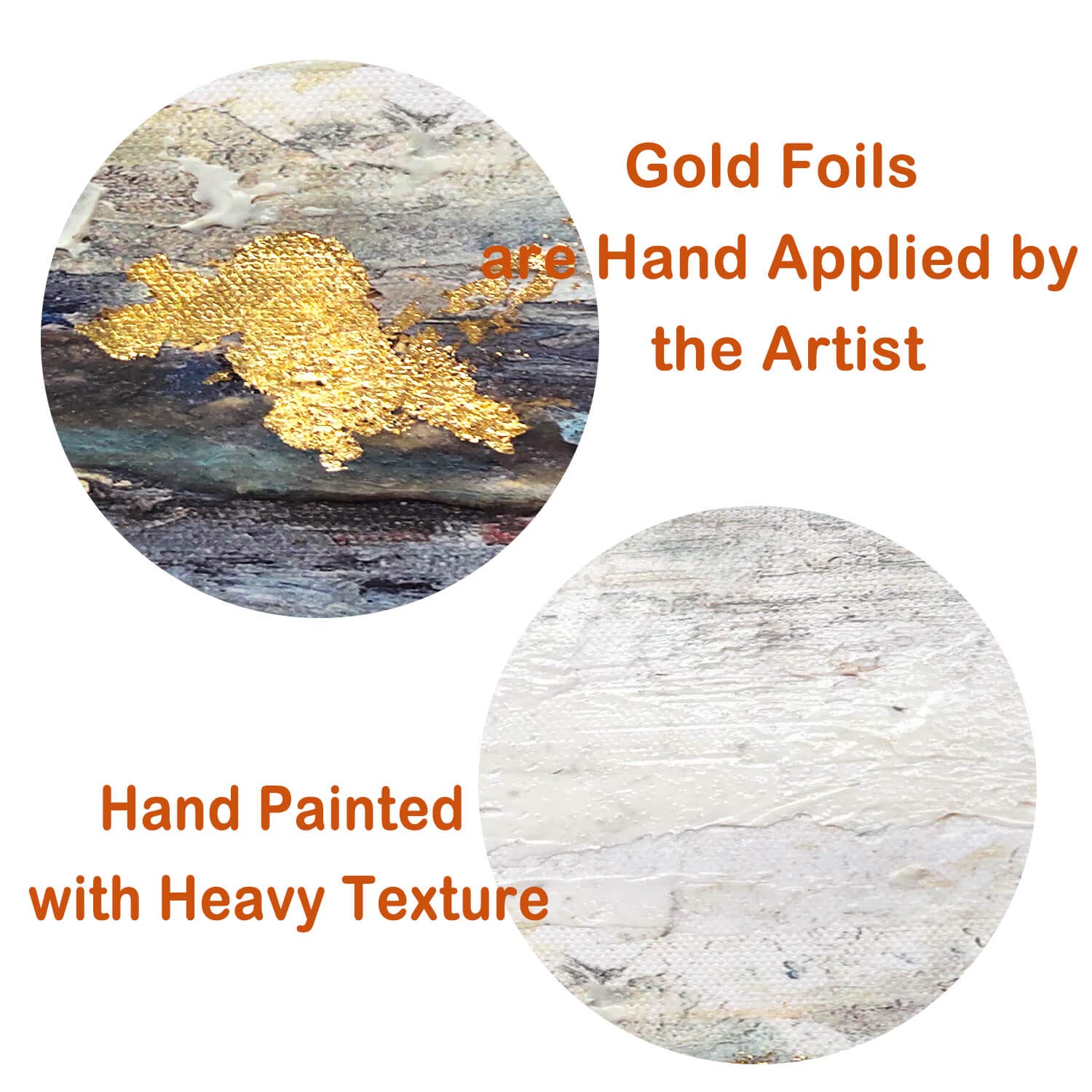 UTOP-art Blue Abstract Canvas Painting with Gold Foils - Hand Painted Textured Wall Art for Home & Office Decor (18