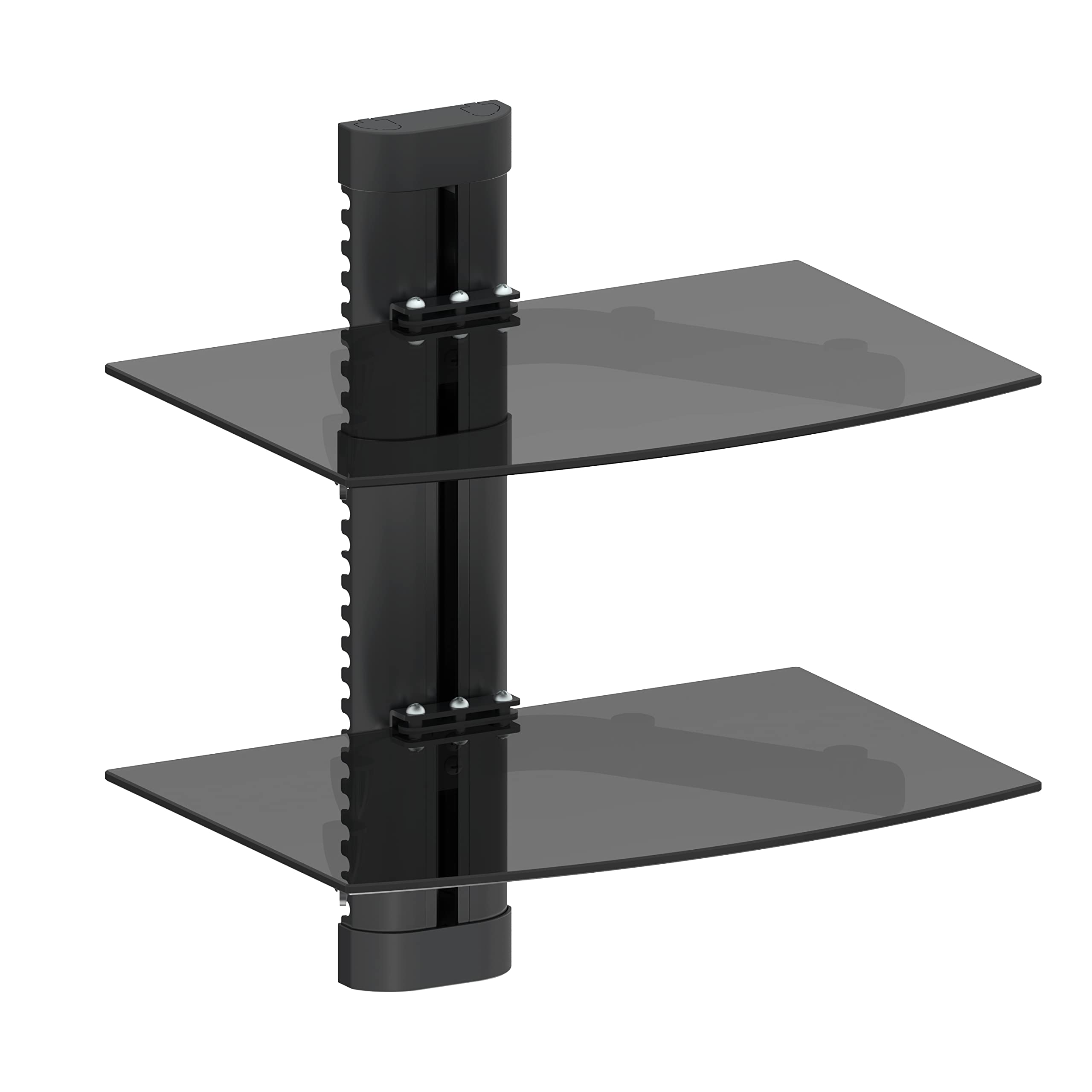 Promounts Dual Floating TV Shelves - Heavy Duty Tempered Glass Entertainment Shelves Holds 17.6lbs Each - Perfect for DVD Players, Cable Boxes & Game Consoles - Ideal for Living Room, Bedroom & Home Theater Setup