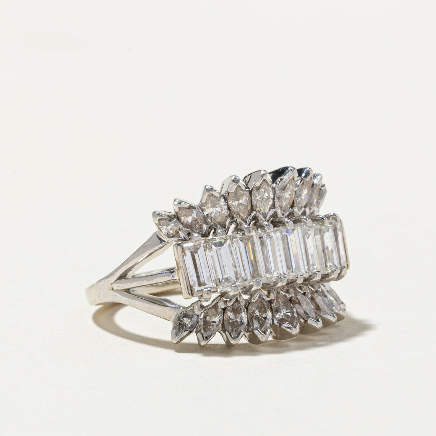 3.10ctw Multi-Cut Diamond Cocktail Ring for Women - Size 7.5 | Elegant Party Jewelry for Evening Events, Weddings & Special Occasions