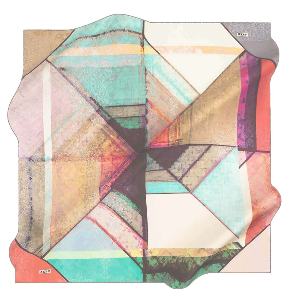 Aker Silk Cotton Patterned Square Scarf #7952 431 - Elegant Fashion Accessory for Women, Perfect for Office, Party and Travel Outfits