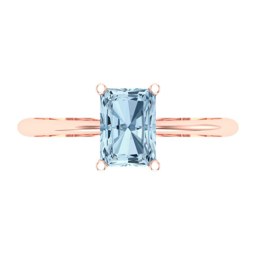 1.0 ct Natural Aquamarine Engagement Ring - Radiant Cut Solitaire in 18K Rose Gold | Clara Pucci Bridal Wedding Promise Anniversary Jewelry for Her | Perfect for Proposals, Weddings & Special Occasions
