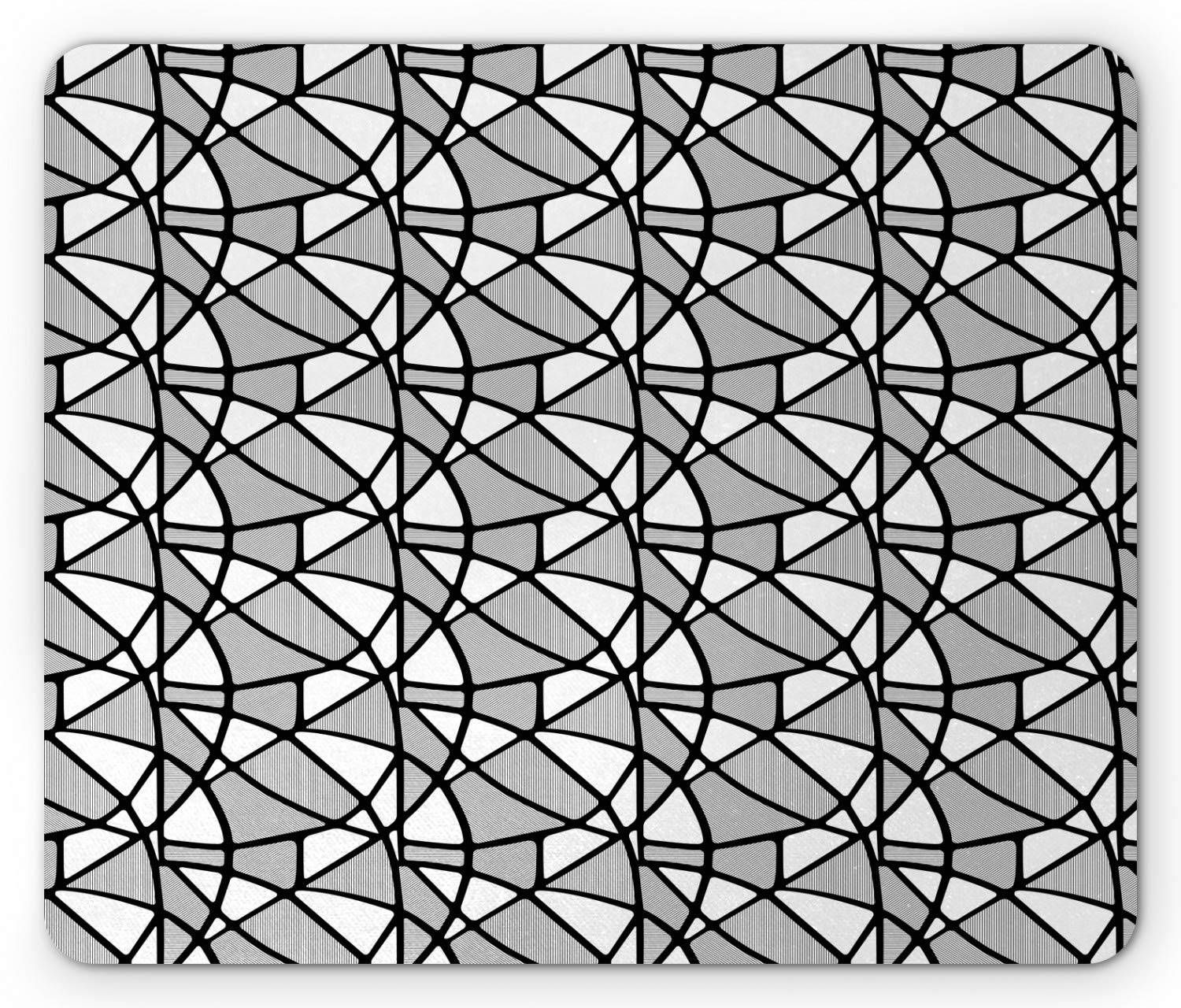 Ambesonne Black and White Geometric Mouse Pad - Abstract Design with Thick & Thin Lines, Non-Slip Rubber Base, Standard Size Rectangle Mousepad for Office, Gaming & Home Computer Use