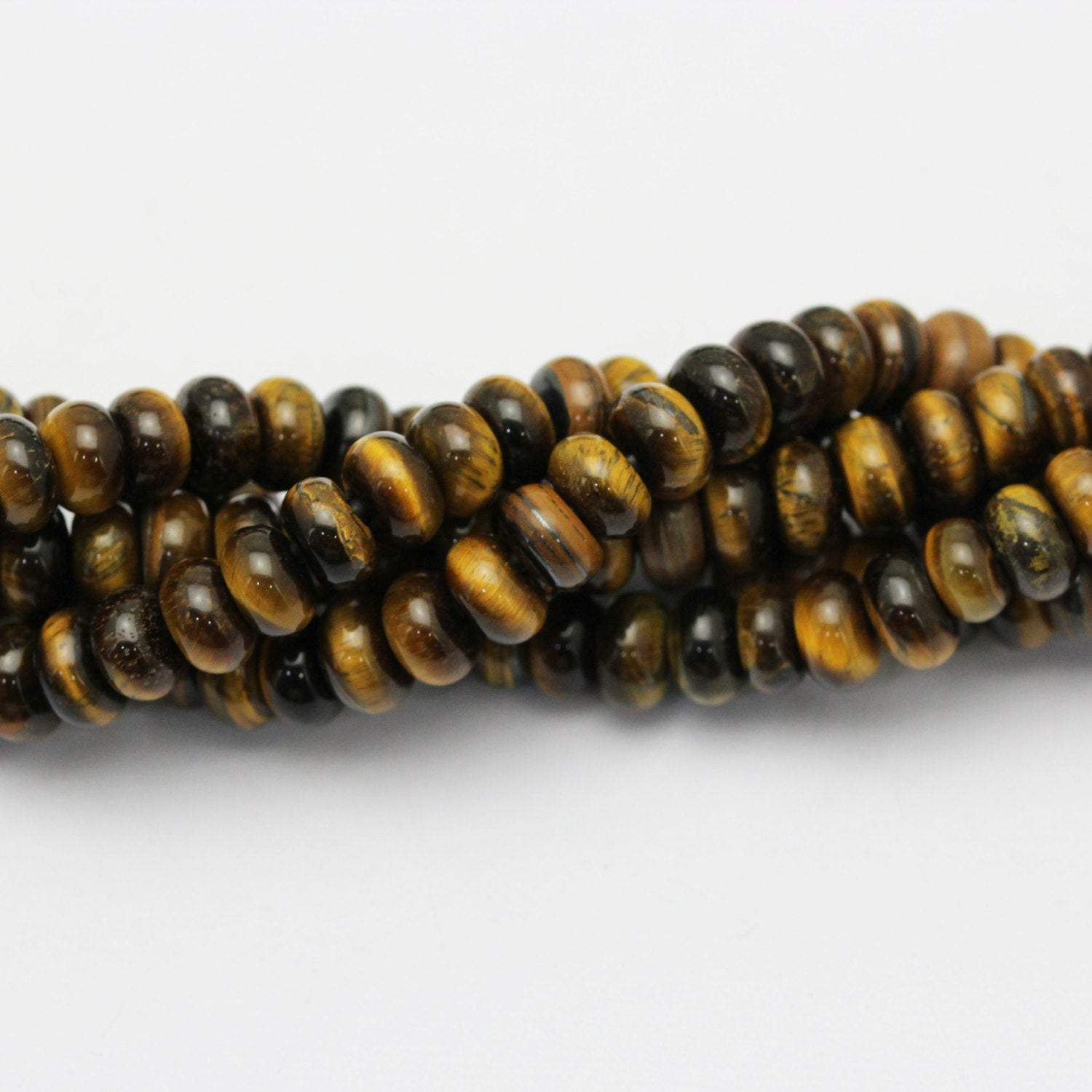 2.0mm Hole Yellow Tiger's Eye Smooth Rondelle Beads 5x8mm 6x10mm 8 Strands - Natural Gemstone Beads for Jewelry Making, DIY Bracelets, Necklaces & Craft Projects