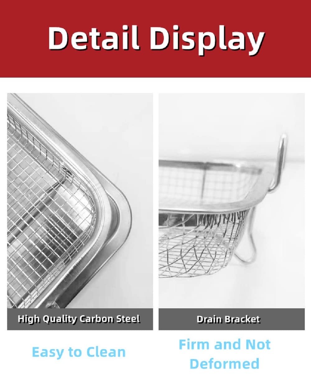 Stainless Steel Air Fryer Basket Set for Oven - Non-Stick Crisper Tray, Pan Tray & Grease Catcher | Even Heat Distribution for Healthy Cooking | Perfect for Fries, Bacon, Chicken Wings & Vegetables | Oven & Air Fryer Accessories