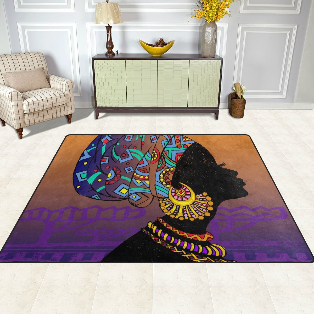 Cooper Girl Tribe African Woman Kids Area Rug - 5'3