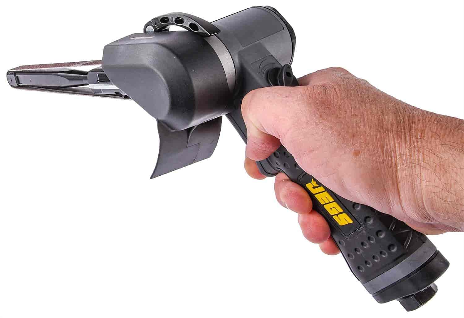 JEGS 81145 6.5 Inch Air Belt Sander - Heavy Duty Pneumatic Belt Sander for Metal, Wood & Auto Body Work - Perfect for Sanding, Grinding & Finishing in Workshops & Garages
