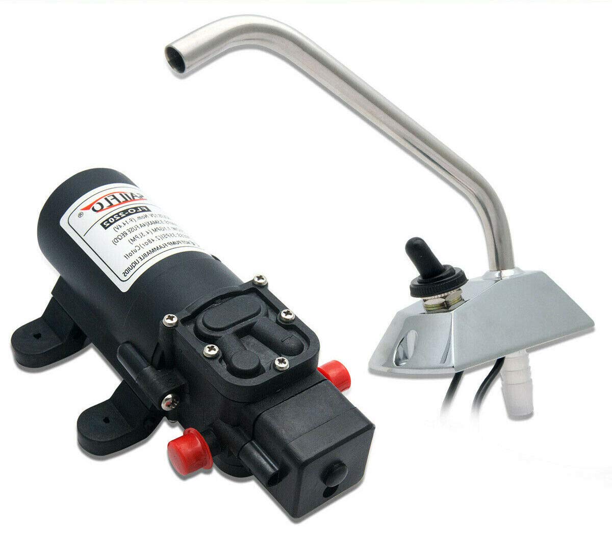12V RV Water Pump with Faucet Kit - Electric DC Water Pump for RV, Yacht, Boat, Caravan & Garden Use - Perfect for Outdoor Camping, Marine & Off-Grid Living