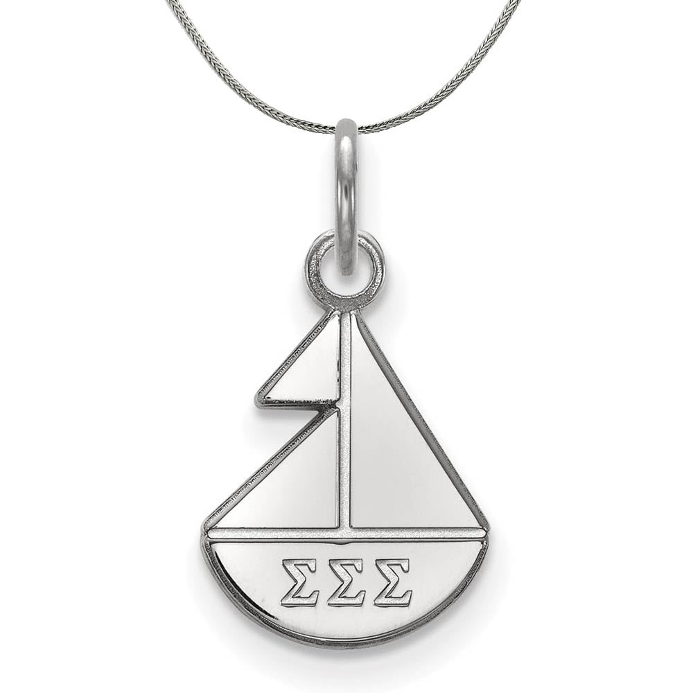 Sigma Sigma Sigma Sterling Silver Pendant Necklace - Tiny Black Bow for Sorority Gifts
