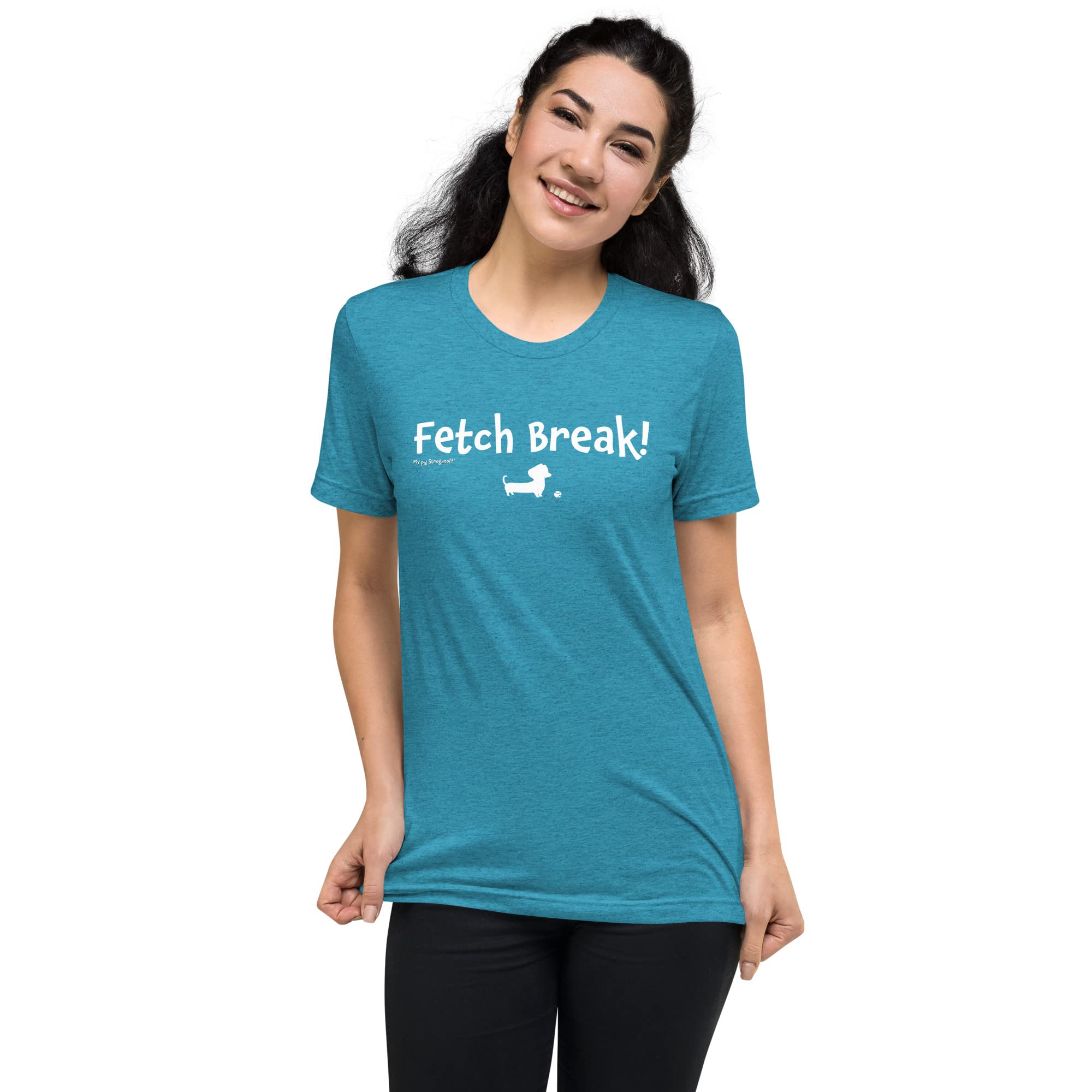 Premium Tri-Blend T-Shirt with 'Fetch Break!' Text & Cute Dachshund Design - Comfortable Casual Wear for Dog Lovers, Perfect for Weekend Outings & Relaxing at Home