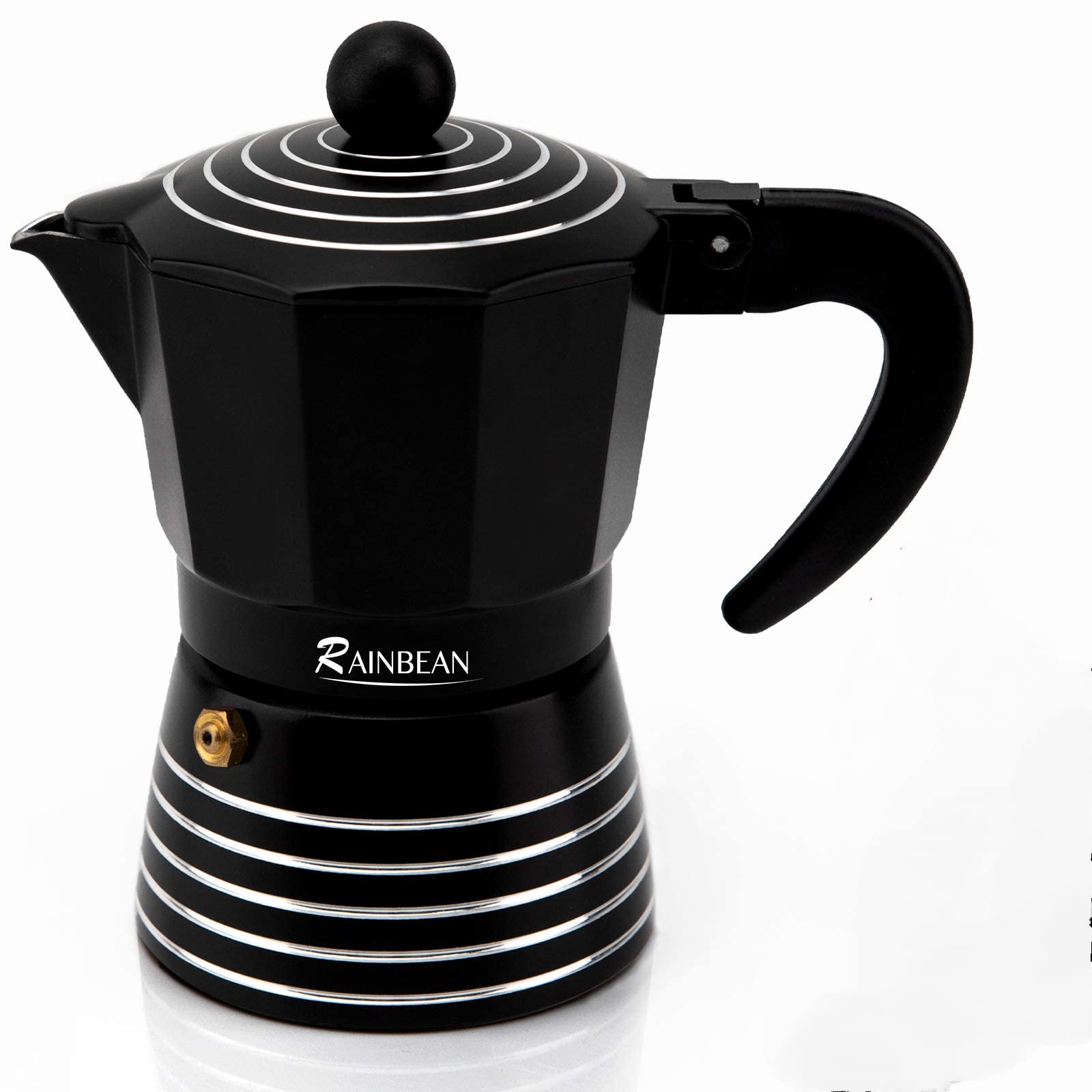 Premium 3-Cup Stovetop Espresso Maker - Italian Moka Pot & Cuban Greca Coffee Maker - Durable Aluminum, Easy to Use & Clean (6oz, Black) - Perfect for Home, Office & Camping Coffee Brewing