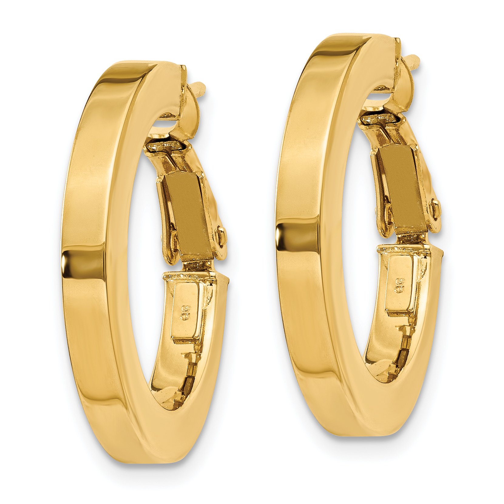 3mm Polished Square Tube Omega Back Hoop Earrings in Real 14k Yellow Gold | Dainty Everyday Jewelry for Women | Perfect for Work, Date Night & Special Occasions