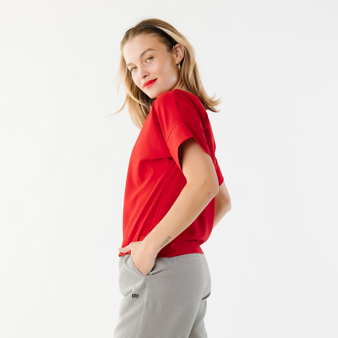 Premium Cotton Boss Tee in Crimson Red - Stylish Casual T-Shirt for Men - Perfect for Work, Outings & Everyday Wear