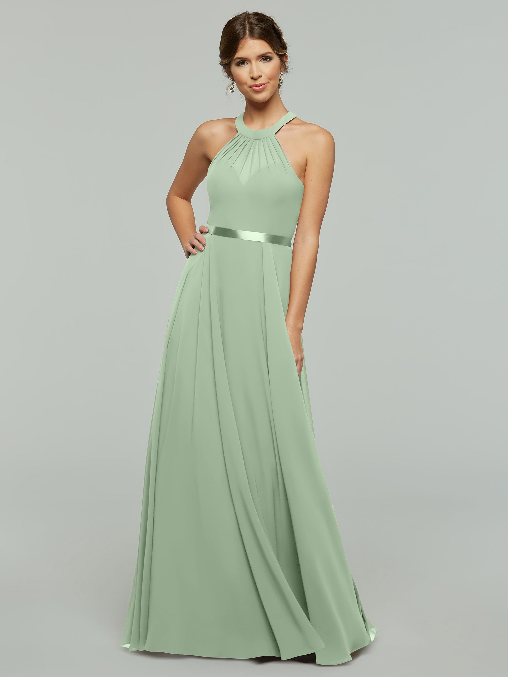 Elegant A-Line Chiffon Bridesmaid Dress with Halter Neckline - Perfect for Weddings, Formal Events & Special Occasions