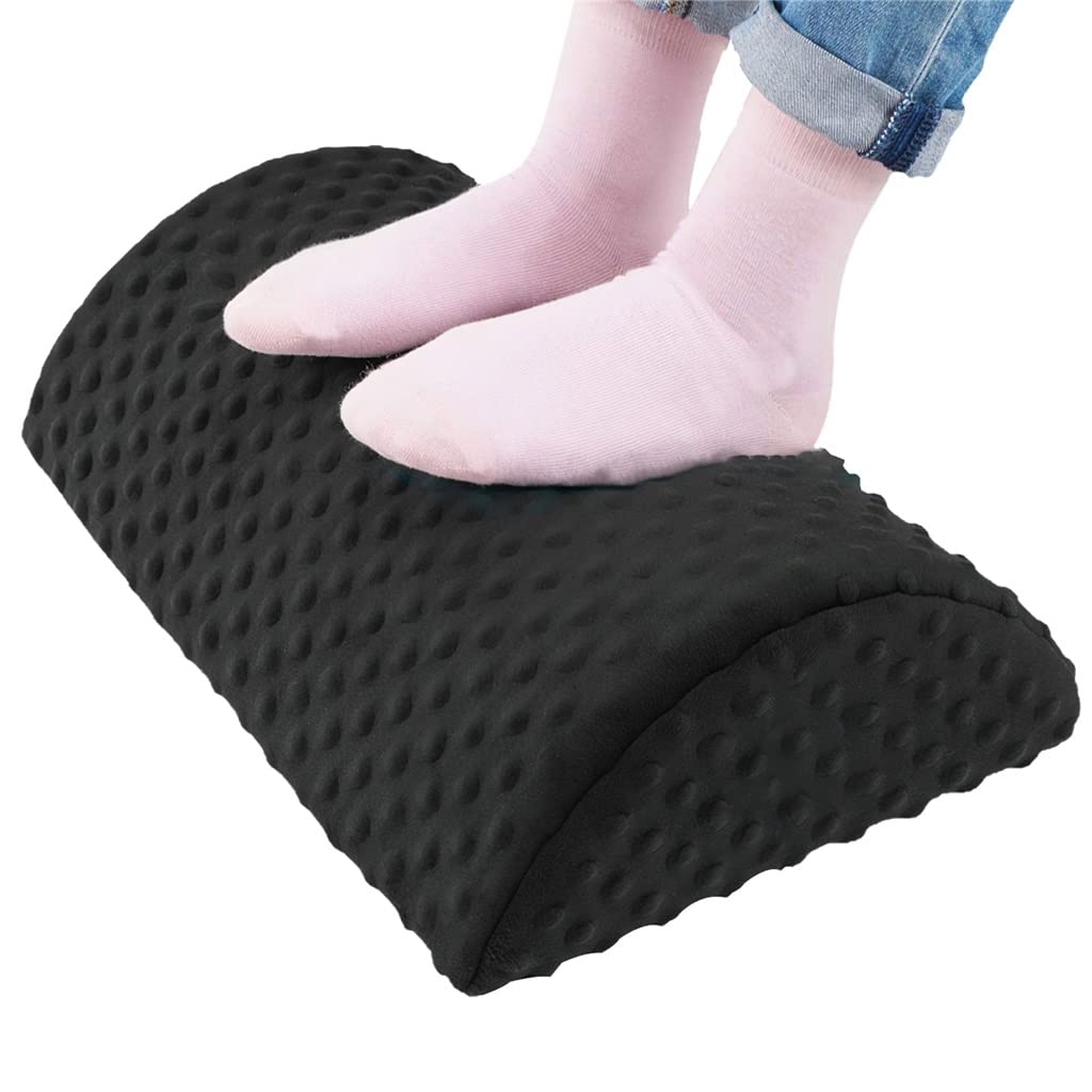 Ergonomic Foot Rest Pillow for Office & Travel - Under Desk Foot Stool with Massage Support, Black (One Size) - Perfect for Work, Home & Relaxation