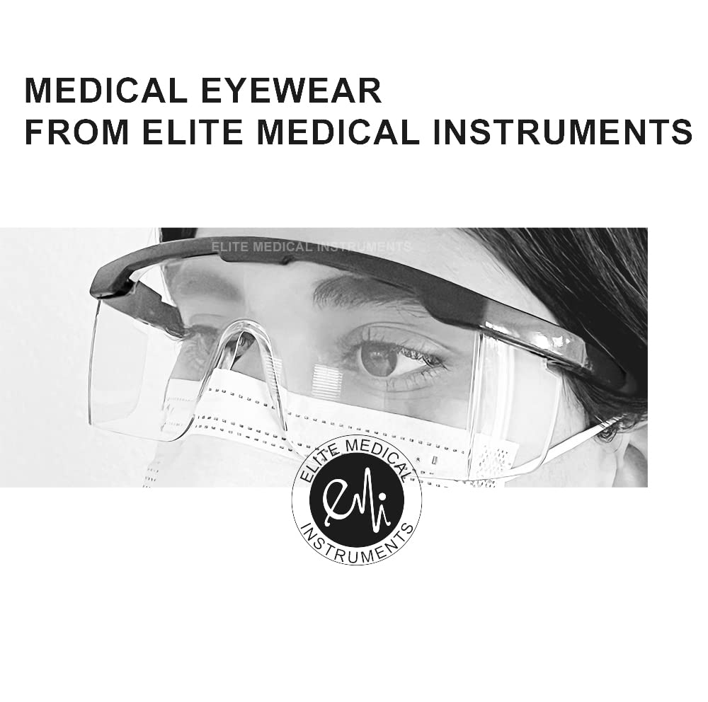 Elite Medical Adjustable Safety Glasses - Anti-Fog, Anti-Scratch, UV400 Protection - Full Frame with Adjustable Temples (EEW-411 Black) - Ideal for Nurses, Doctors, Lab Technicians & Industrial Workers - Perfect for Medical Procedures, Laboratory Work & Construction Sites