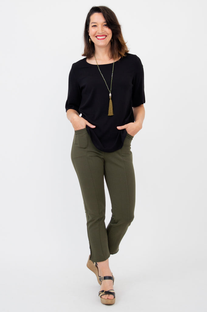 Liza Top Women's Black Bamboo Linen Blouse - Soft & Breathable Summer Tops for Casual Wear & Office Outfits