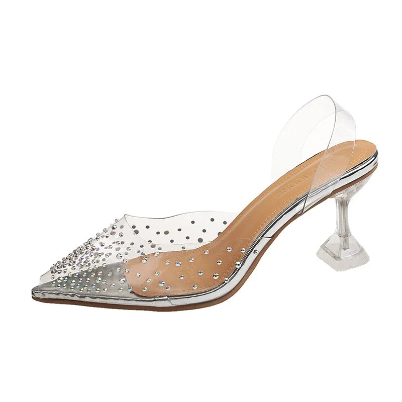 Stylish Women's Transparent Rhinestone Stiletto Sandals - Crystal High Heel Summer Shoes for Women (Available in Large Sizes) | Perfect for Weddings, Parties & Evening Events