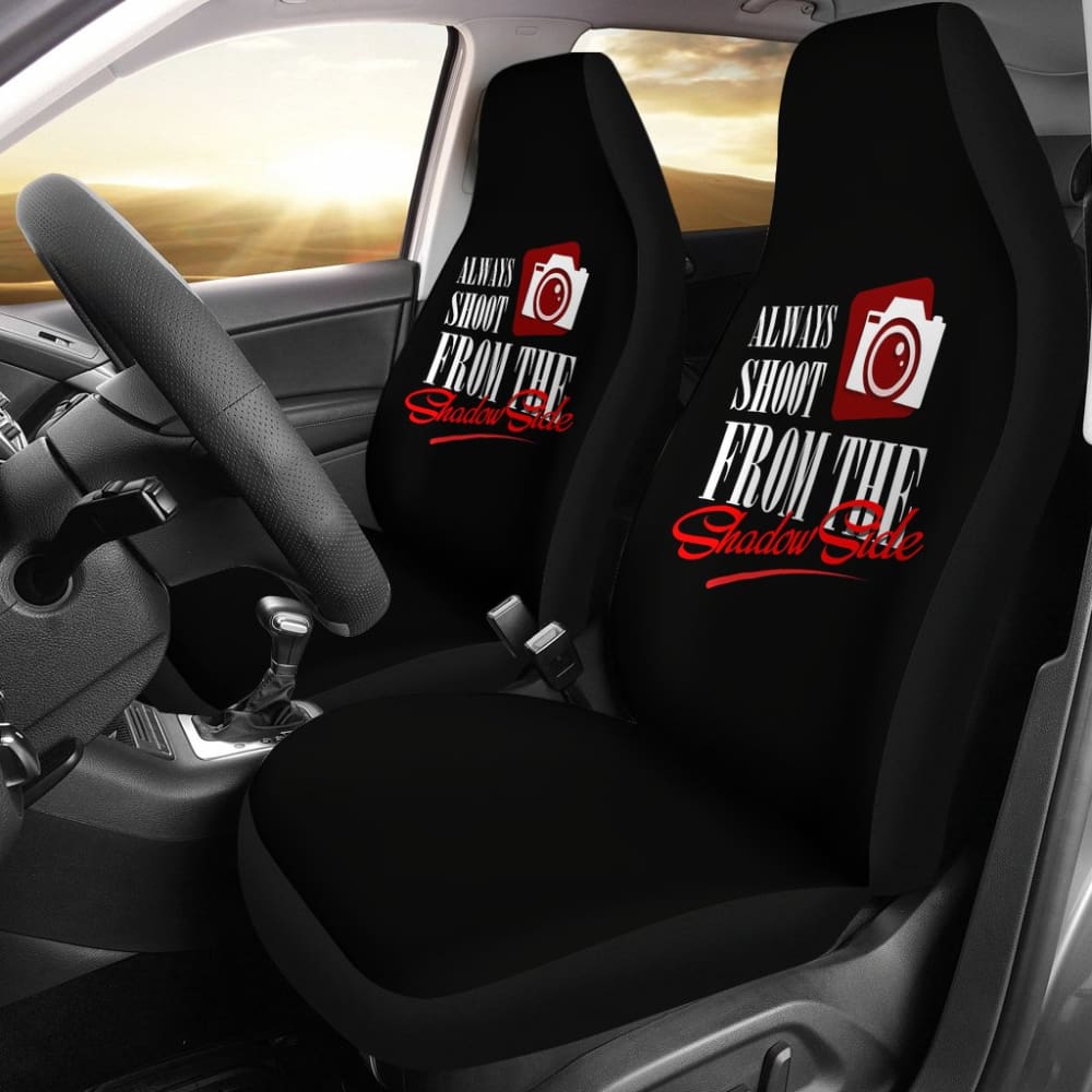 Premium Car Seat Covers for Photographers - Always Shoot From The Shadow Side Design 211101 | Perfect for Road Trips & Photography Enthusiasts