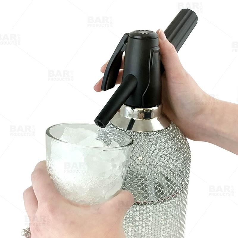 BarConic® 1 Liter Glass Soda Siphon with Stainless Steel Mesh Cover - Perfect for Carbonating Drinks, Cocktails & Sparkling Water at Home or Bar