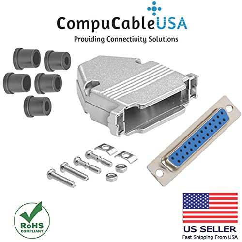 DB25 Female Solder Type Shielded Metal Hood - Durable Connector for Industrial Equipment, Computer Servers & Audio/Video Systems - Perfect for Data Transfer, Networking & Electronic Projects