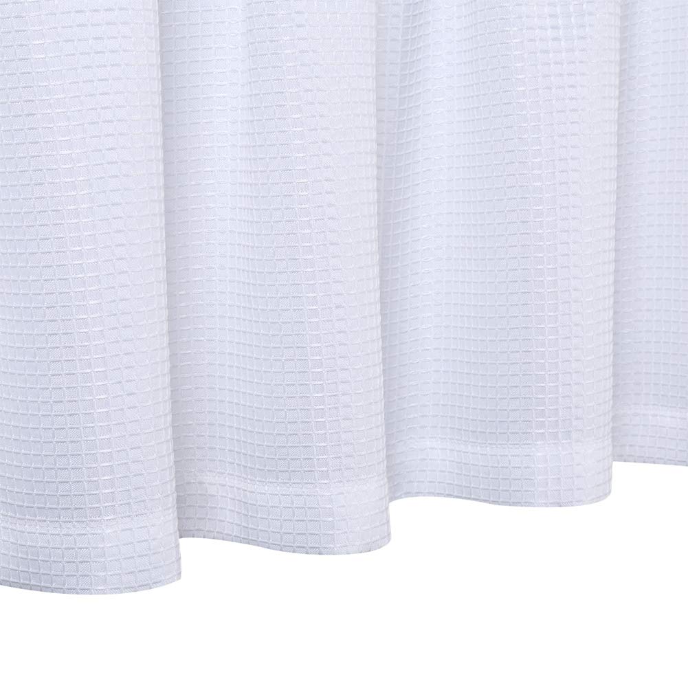 CAROMIO 30 Inch Waffle Woven Cafe Curtains - Textured Tier Kitchen & Bathroom Window Treatments, White - Perfect for Small Windows, Farmhouse Decor, and Cozy Home Style