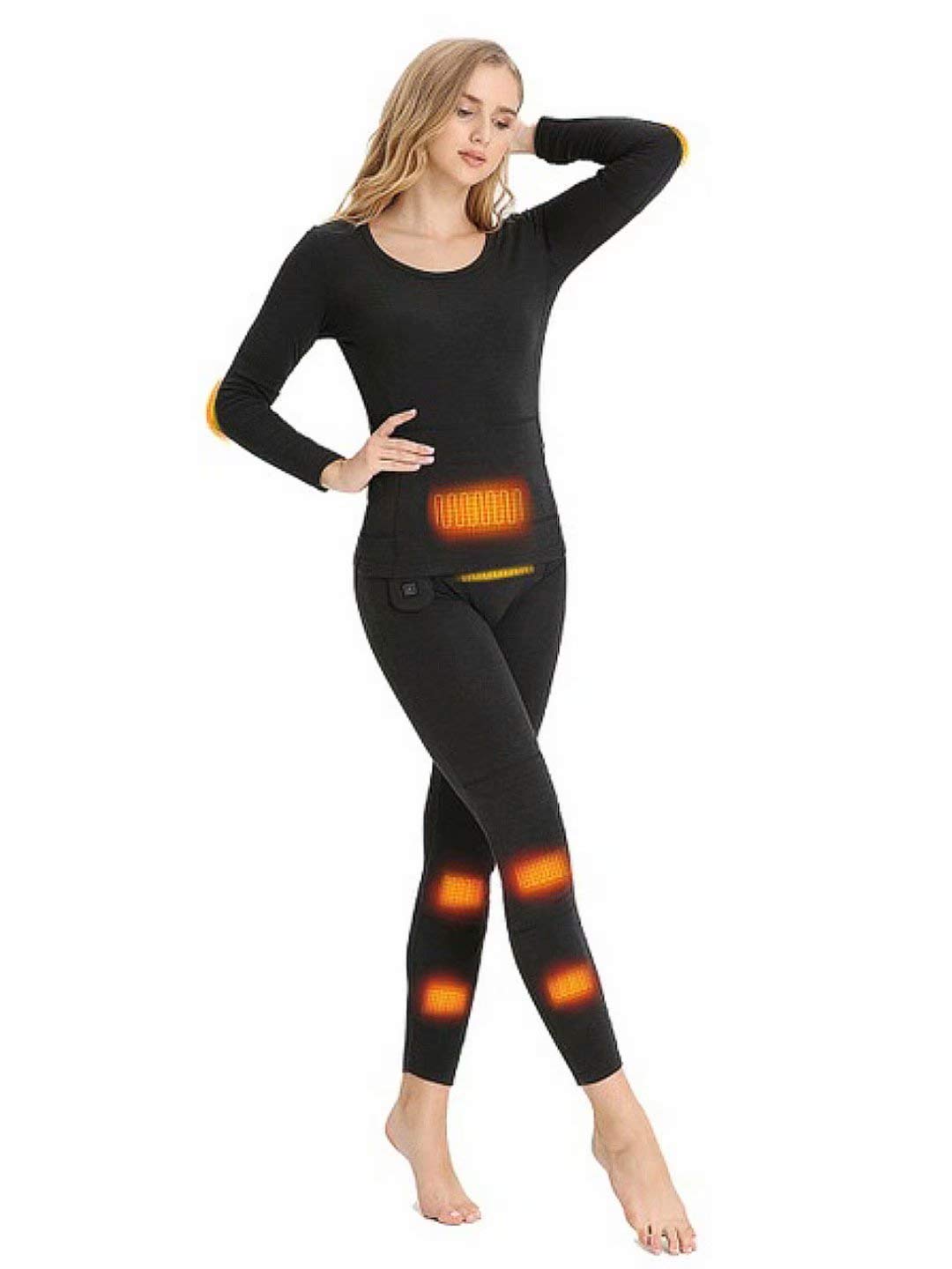 CEPORASK USB Electric Heated Thermal Underwear Set for Men & Women - Winter Warm Long Sleeve Shirts & Pants - Perfect for Skiing, Hiking, Camping and Cold Weather Outdoor Activities