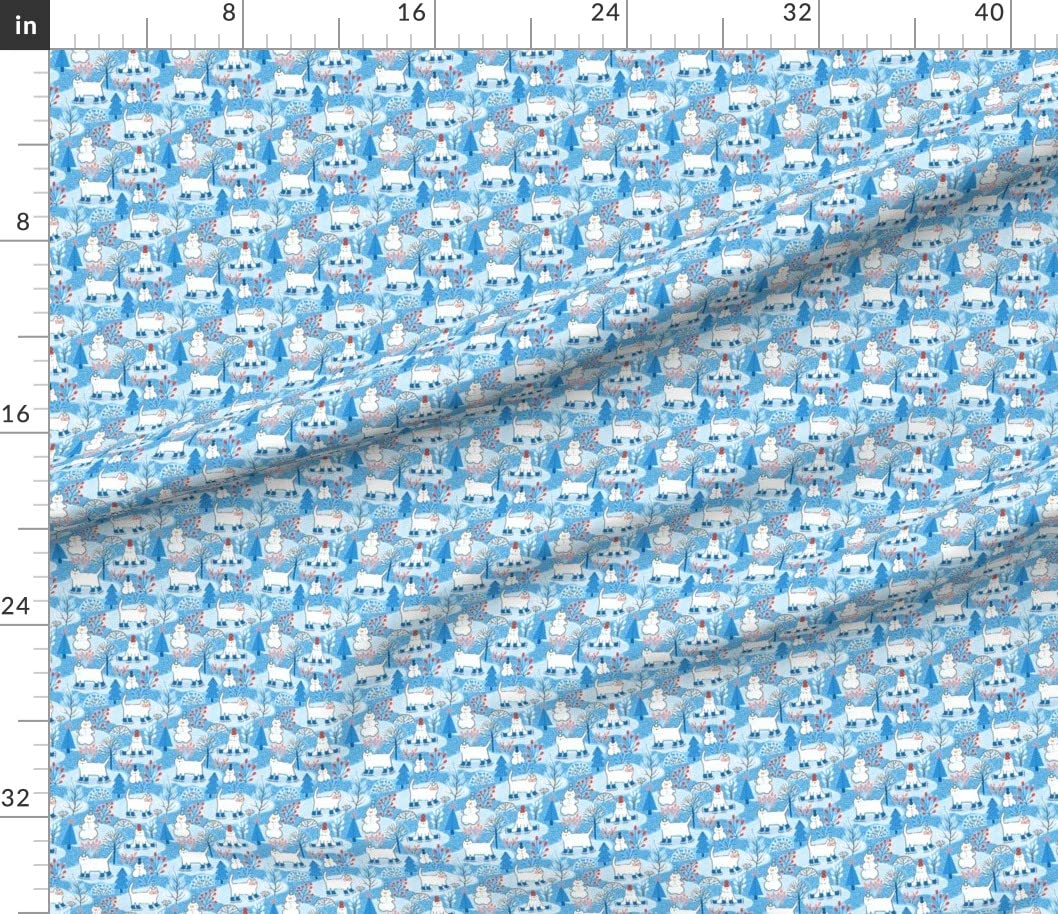 Cute Winter Cats Printed Petal Signature Cotton Fabric Fat Quarter - Soft & Durable for Sewing, Quilting, Apparel, Crafts & Home Decor - Perfect for DIY Projects, Baby Clothes & Seasonal Decorations