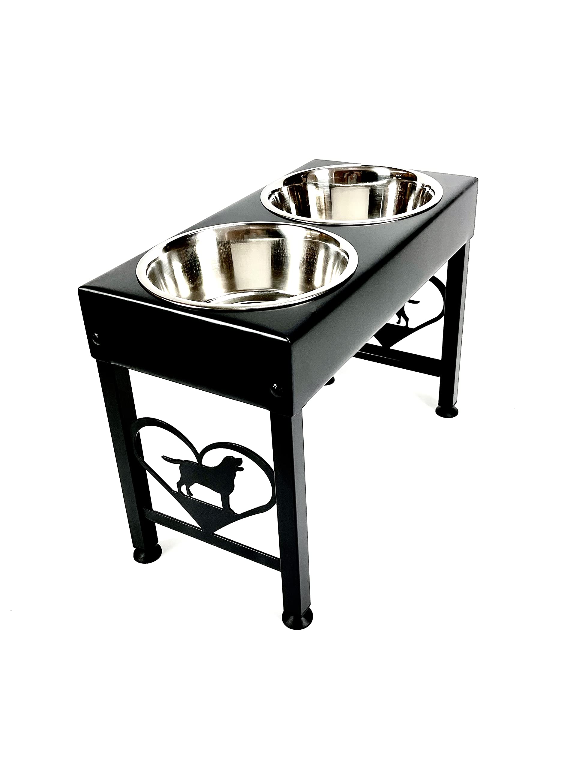 16 Inch Elevated Dog Feeder Stand with Double 3 Quart Bowls for Labrador Retrievers - Perfect for Large Breed Feeding and Comfort