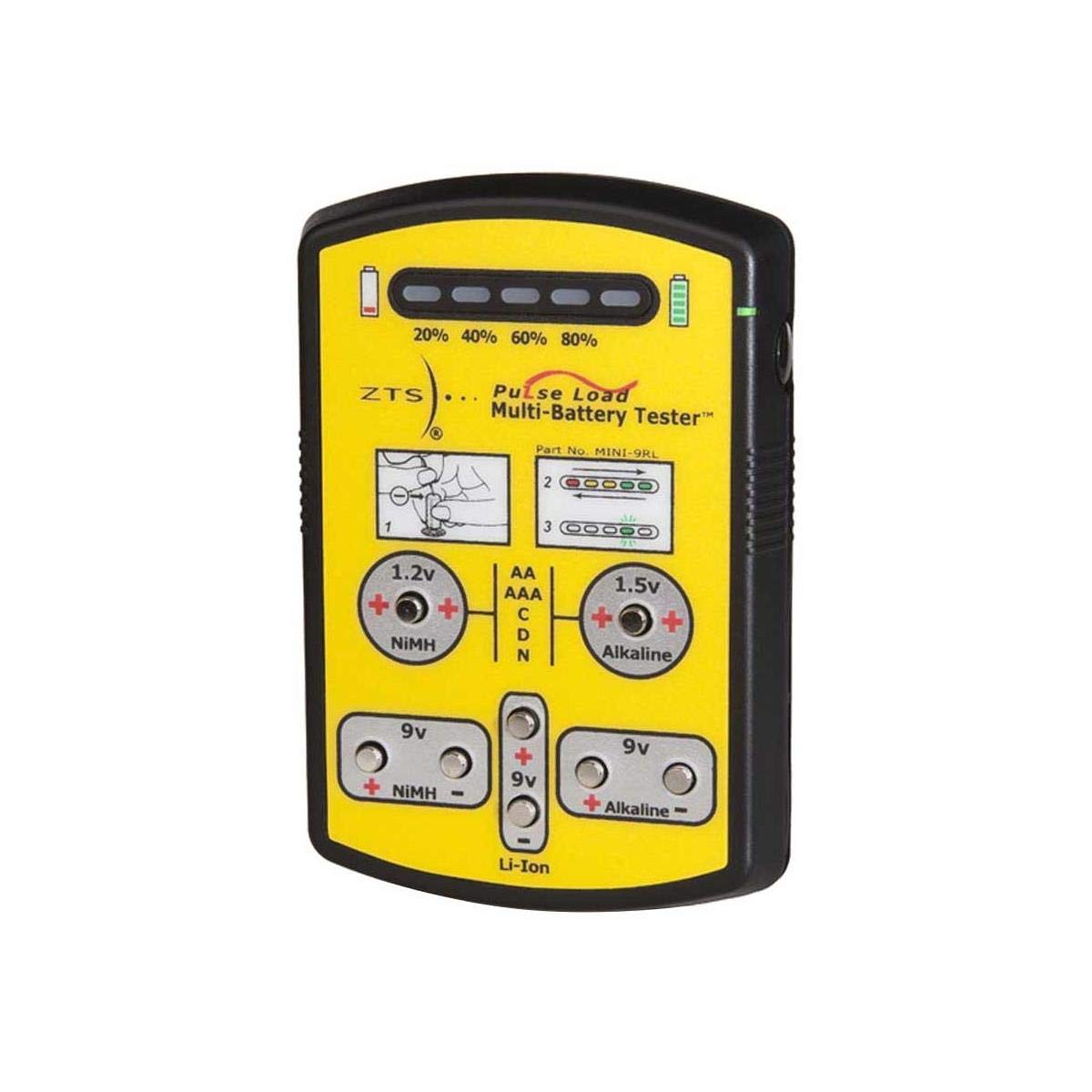 ZTS MINI-9RL Multi-Battery Tester - Check AA AAA C D 9V Batteries - Essential for Home, Office, and Emergency Kits